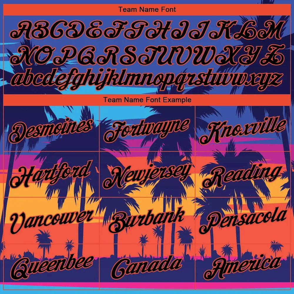 Custom Stitched Royal Black-Orange 3D Pattern Design Palm Trees Sports Pullover Sweatshirt Hoodie - Image 3