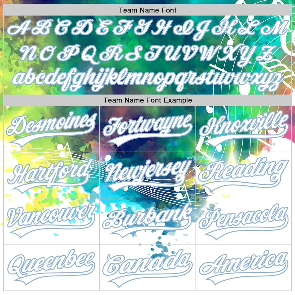 Custom White Light Blue 3D Pattern Design Music Festival Abstract Colorful Music Grunge Style Authentic Baseball Jersey - Image 4