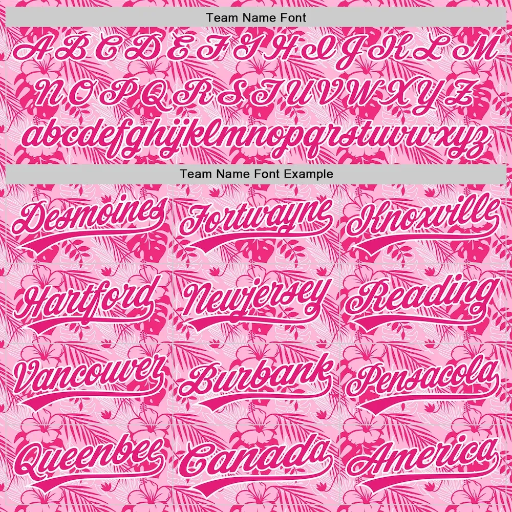 Custom Hot Pink White 3D Tropical Hawaii Jungle Leaves And Flower Authentic Baseball Jersey - Image 4