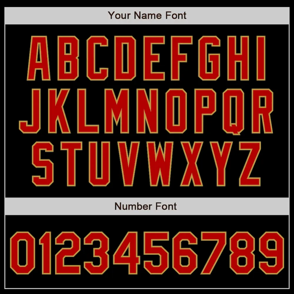 Custom Black Red-Old Gold Authentic Baseball Jersey - Image 8