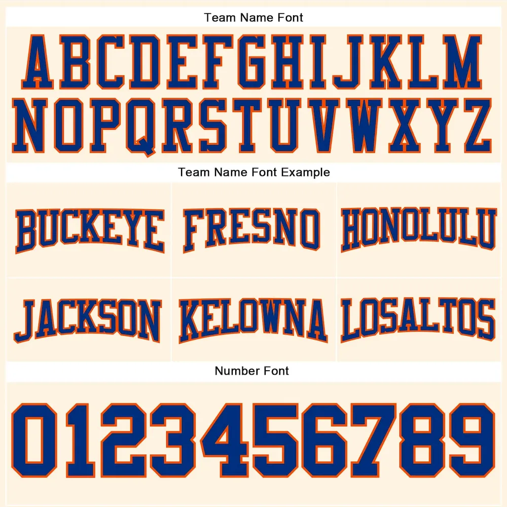 Custom Stitched Cream Royal-Orange Football Pullover Sweatshirt Hoodie - Image 3