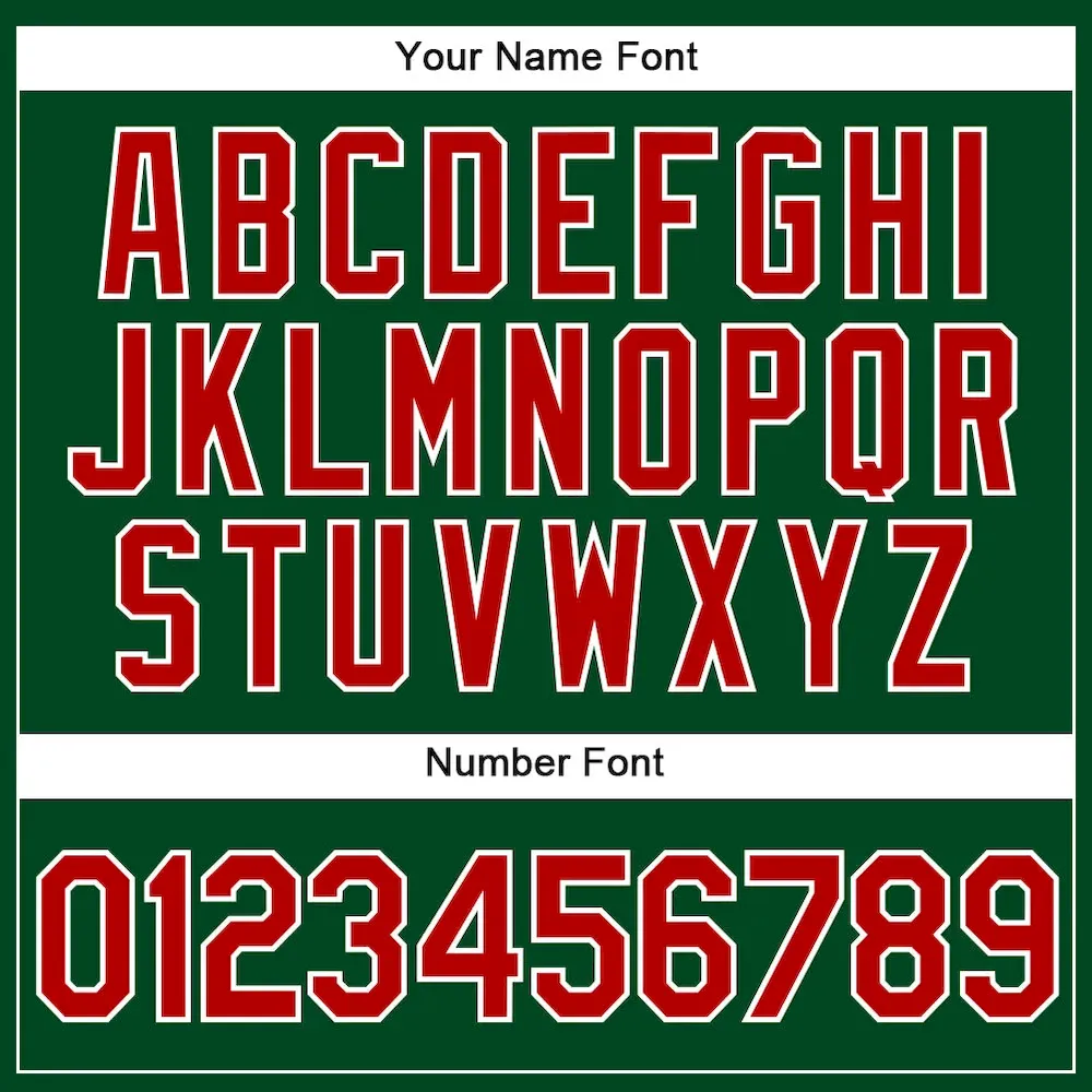 Custom Green White Pinstripe Red Authentic Baseball Jersey - Image 5