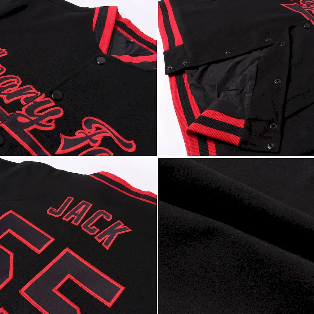 Custom Green Red-Cream Check Board 3D Pattern Design Bomber Full-Snap Varsity Letterman Jacket - Image 4