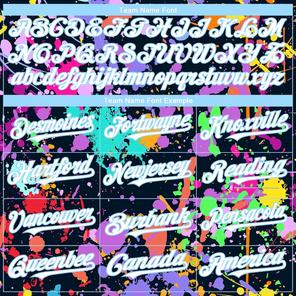 Custom Graffiti Pattern White-Light Blue Splash 3D Bomber Full-Snap Varsity Letterman Hoodie Jacket - Image 4