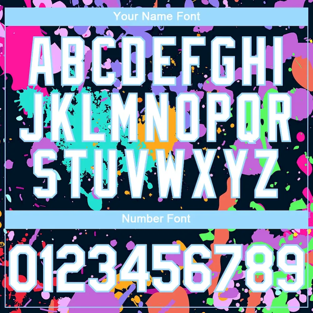 Custom Graffiti Pattern White-Light Blue Splash 3D Bomber Full-Snap Varsity Letterman Hoodie Jacket - Image 5