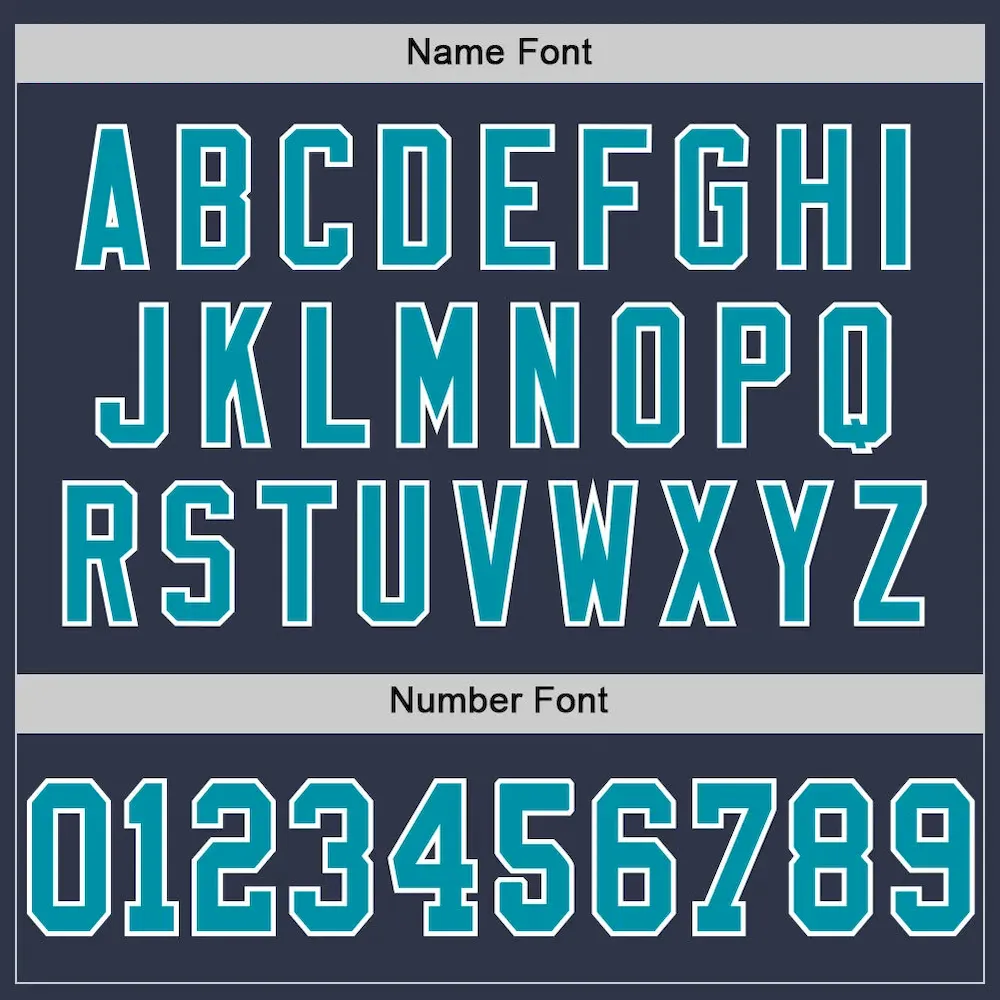 Custom Navy Teal-White Mesh Authentic Throwback Football Jersey - Image 4