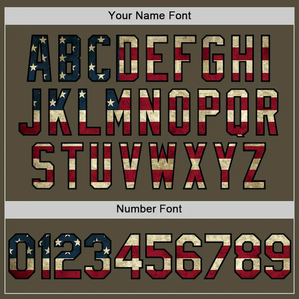 Custom Olive Vintage USA Flag-Black Mesh Authentic Throwback Salute To Service Baseball Jersey - Image 5