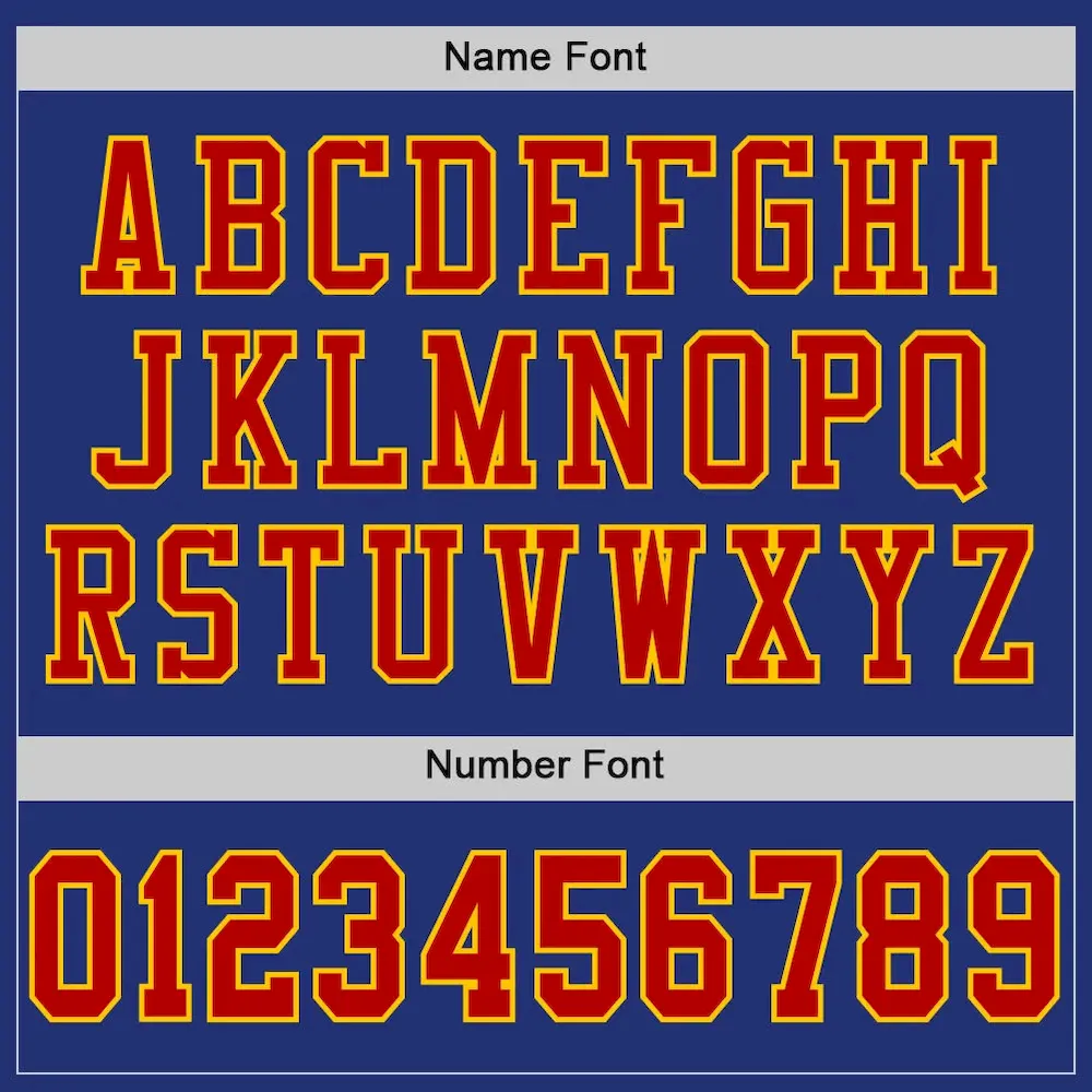 Custom Royal Red-Yellow Mesh Authentic Football Jersey - Image 4
