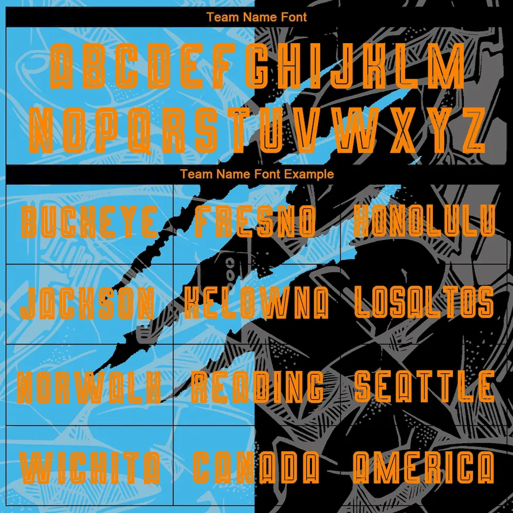 Custom Graffiti Pattern Bay Orange Black-Sky Blue Scratch Sublimation Soccer Uniform Jersey - Image 5