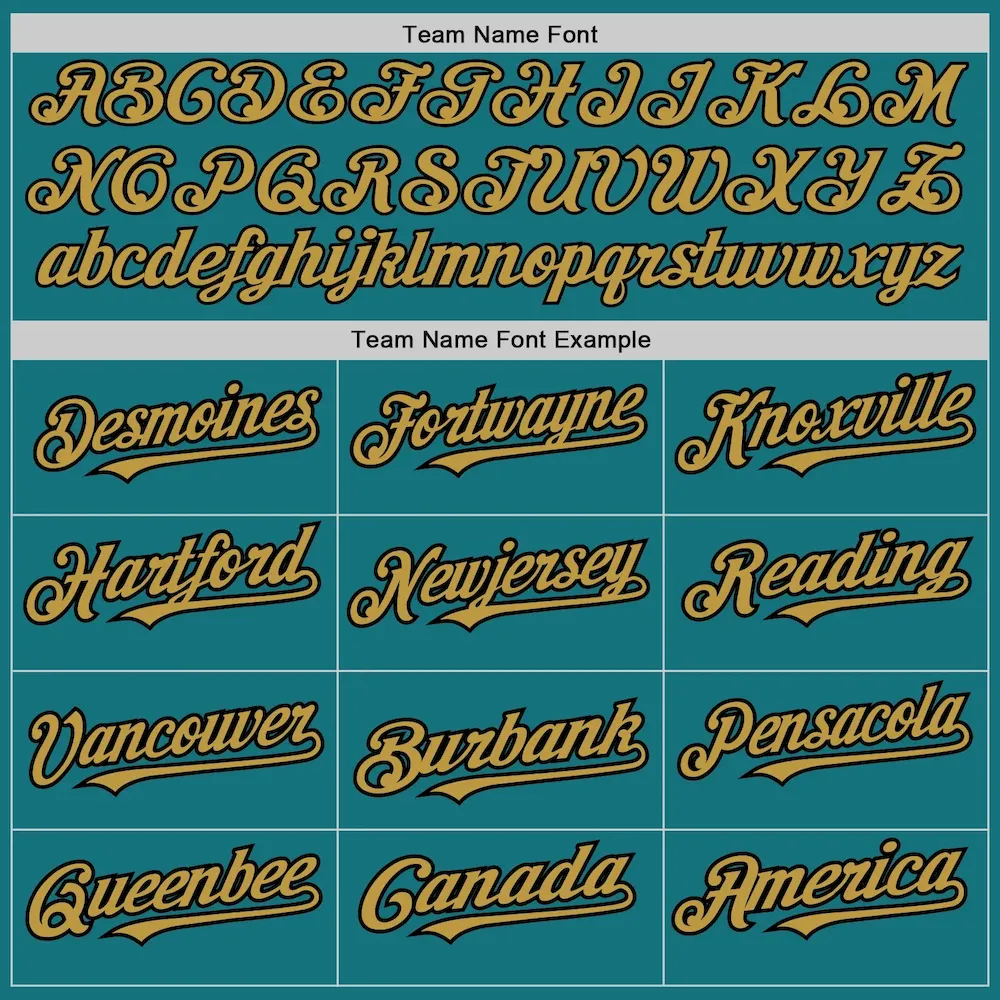 Custom Teal Black Pinstripe Old Gold Two-Button Unisex Softball Jersey - Image 4