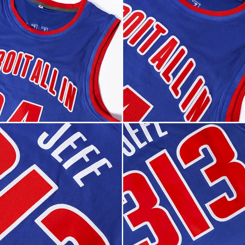 Custom Royal White-Red Authentic Throwback Basketball Jersey - Image 5